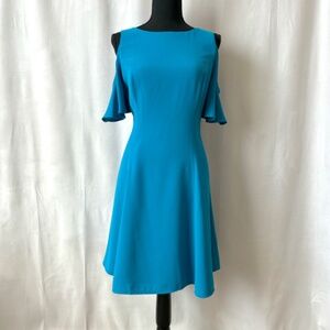 WHBM A-line Dress NWT Cold Shoulder Teal Size 6